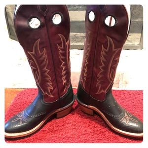 Tony Lama leather NWOT red  blk w/ riding heel